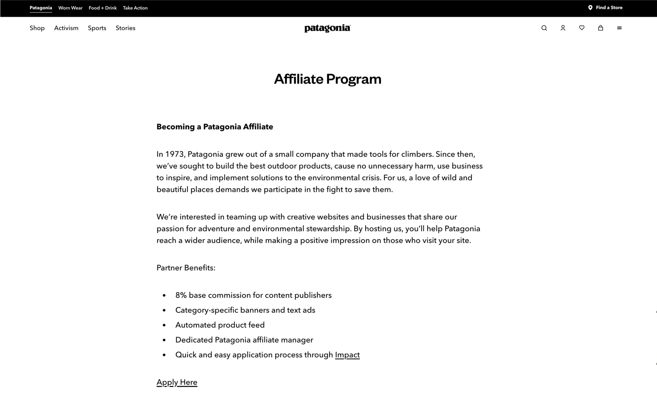 patagonia affiliate program example