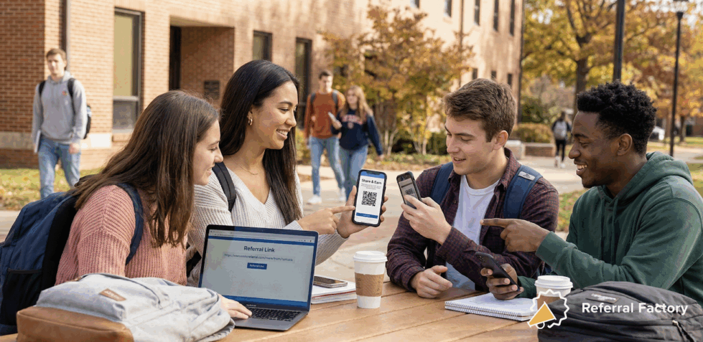 Students sharing a referral link