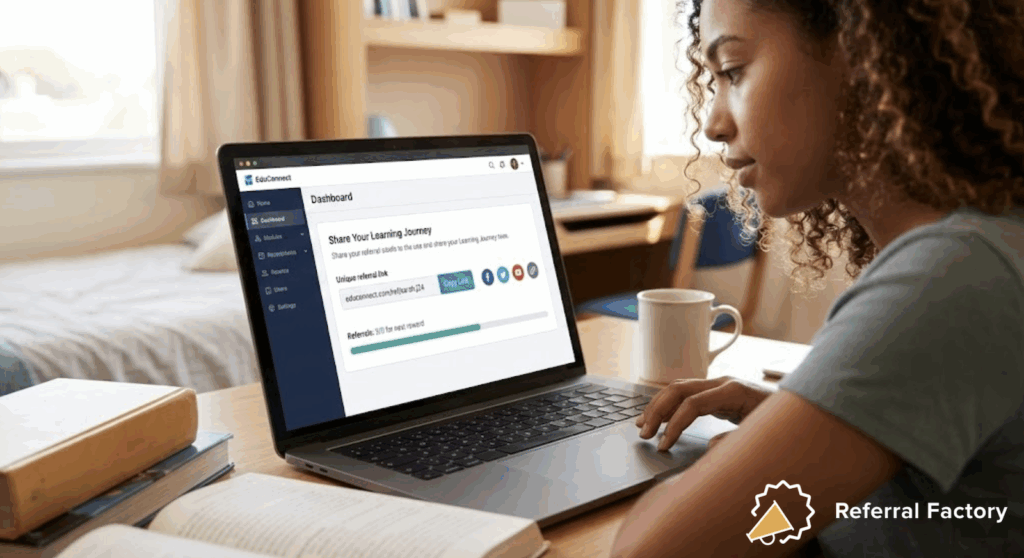 Student accessing their education referral program link