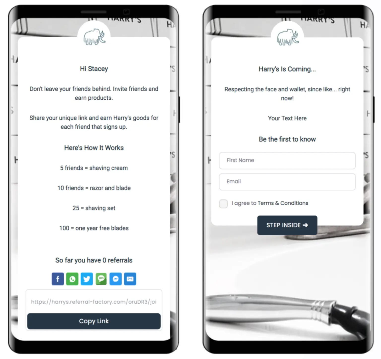 Harry's tiered refer a friend program best referral programs