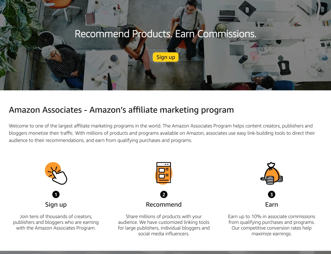 amazon affiliate marketing website dedicated landing page example