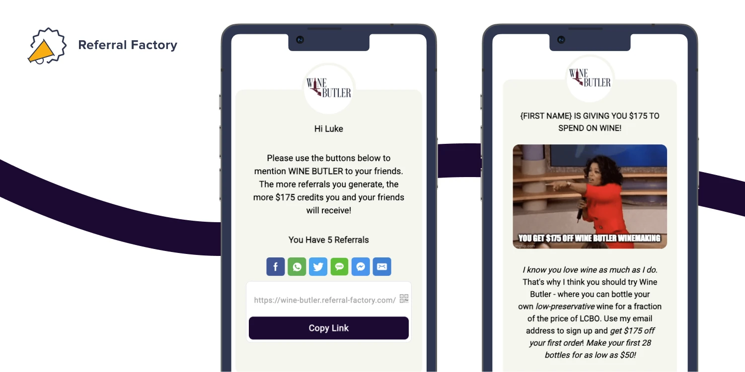 wine shop refer a friend program example