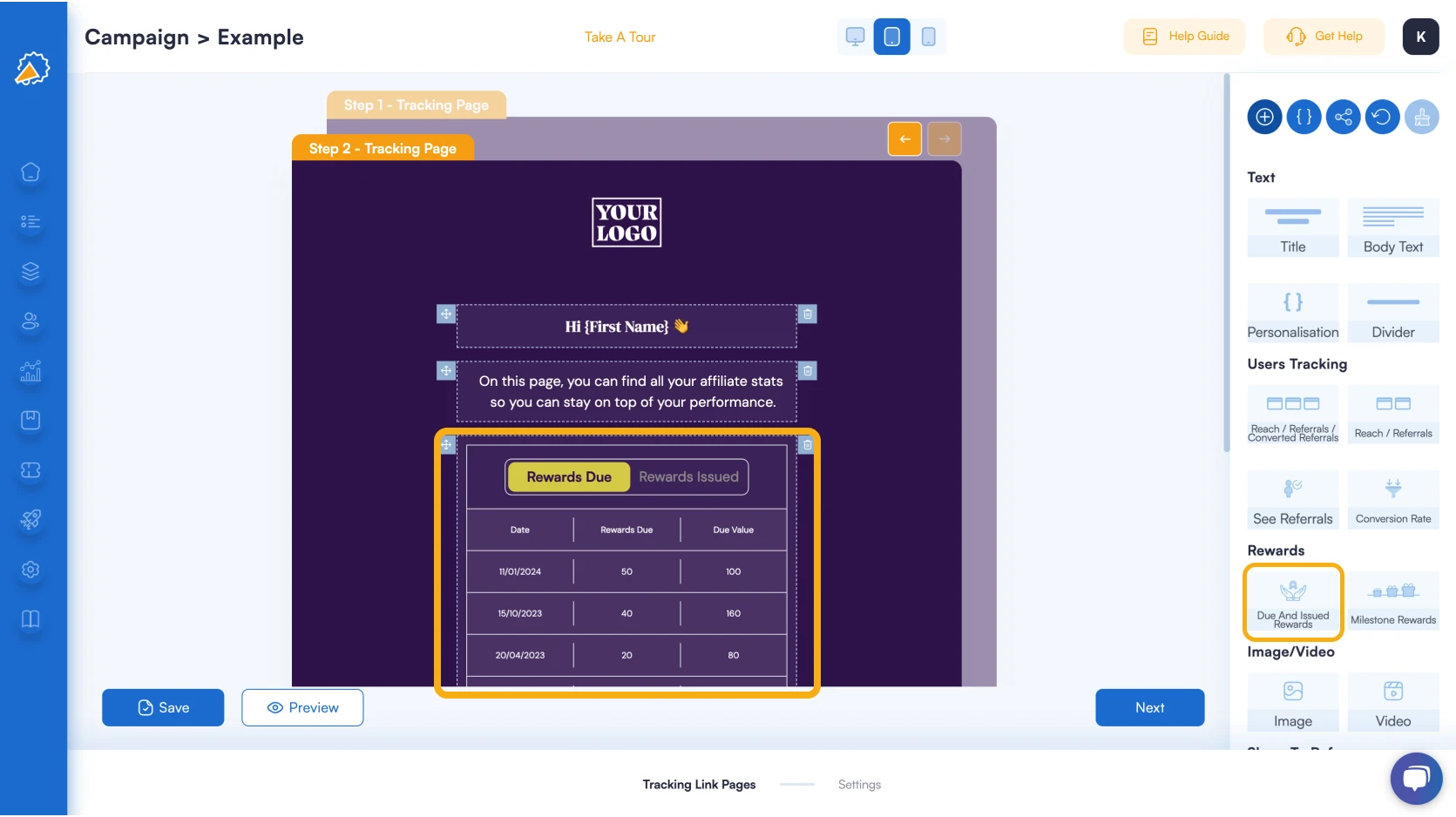 affiliate commission tracking software no code page builder payments due