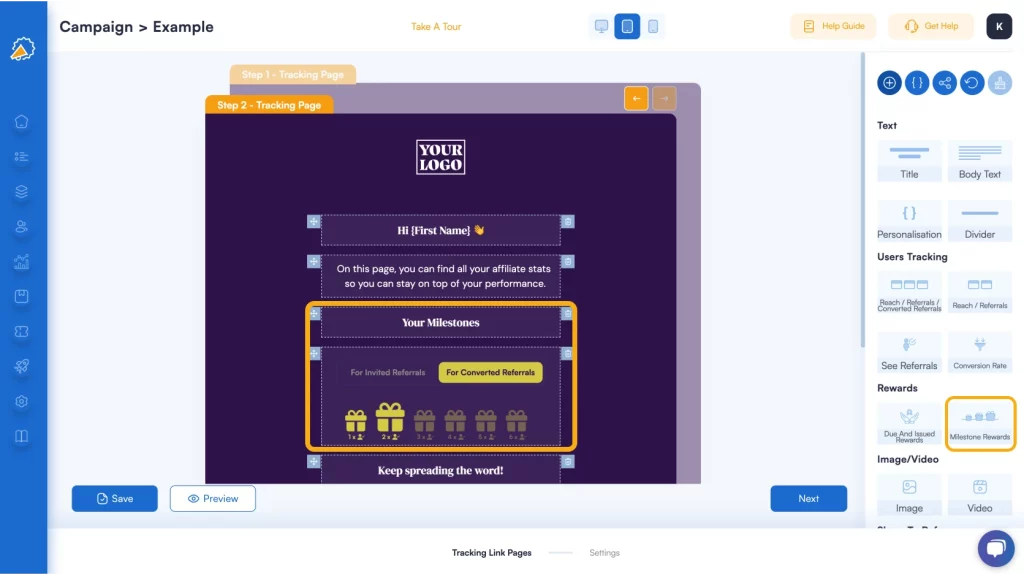 affiliate partner tracking page builder referral factory marketing software due and issued rewards