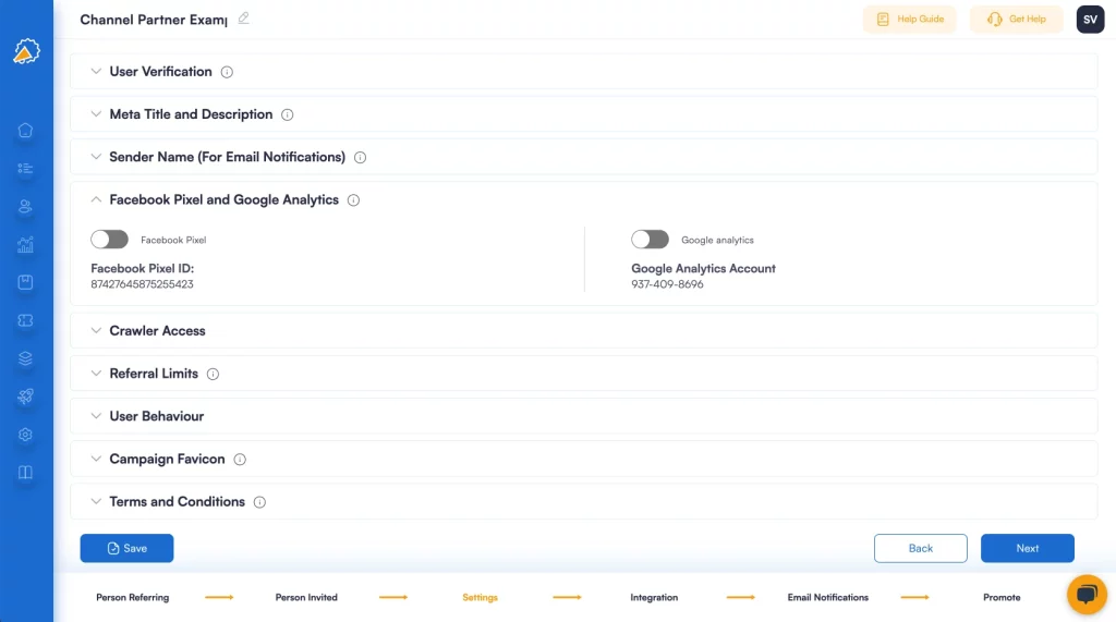 google analytics tracking channel partner program referral factory