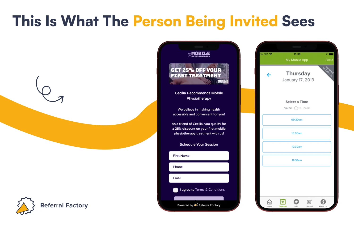 healthcare smb referral program pages for person invited