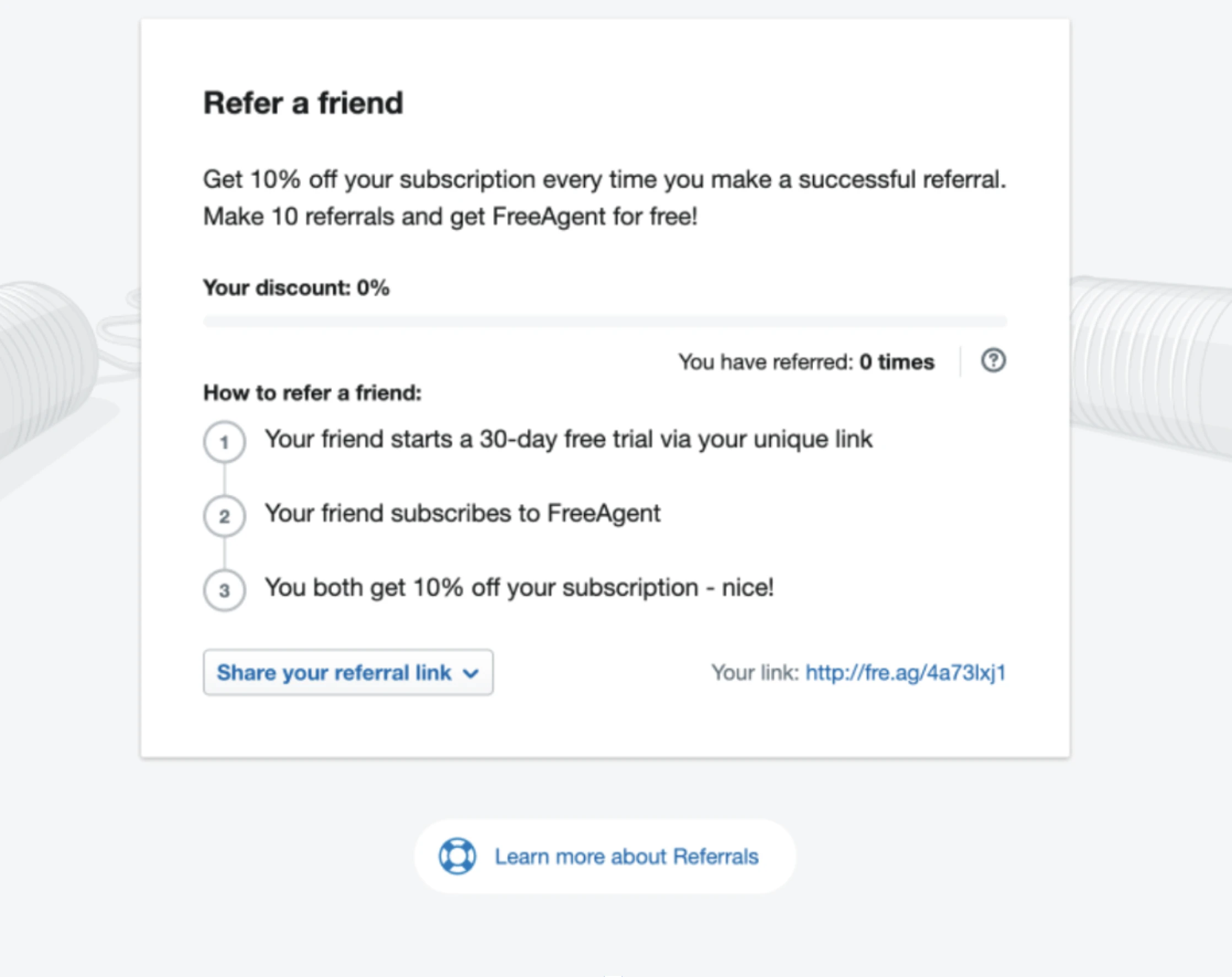 free agent referral program example referral marketing best practices make it double sided reward both parties refer a friend 10% off