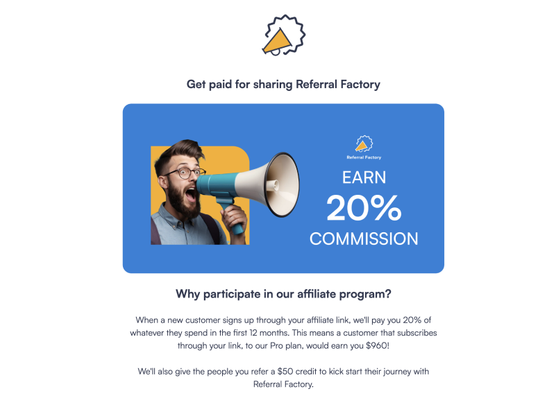 referral factory affiliate program