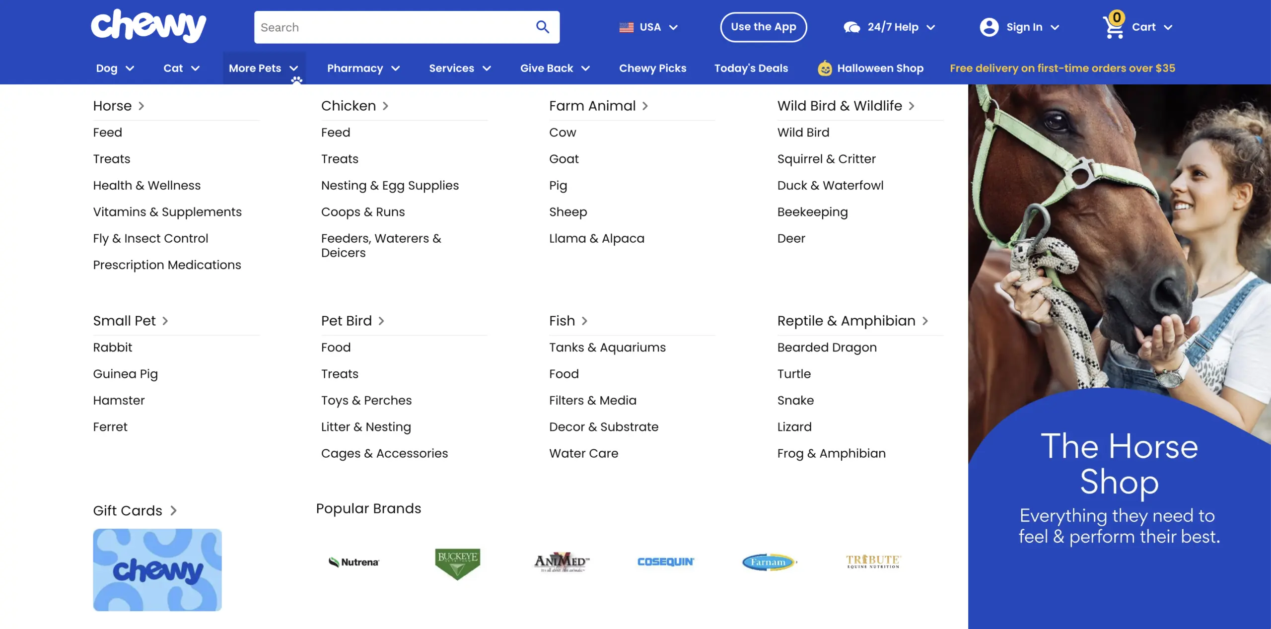 chewy menu options for pet affiliate programs